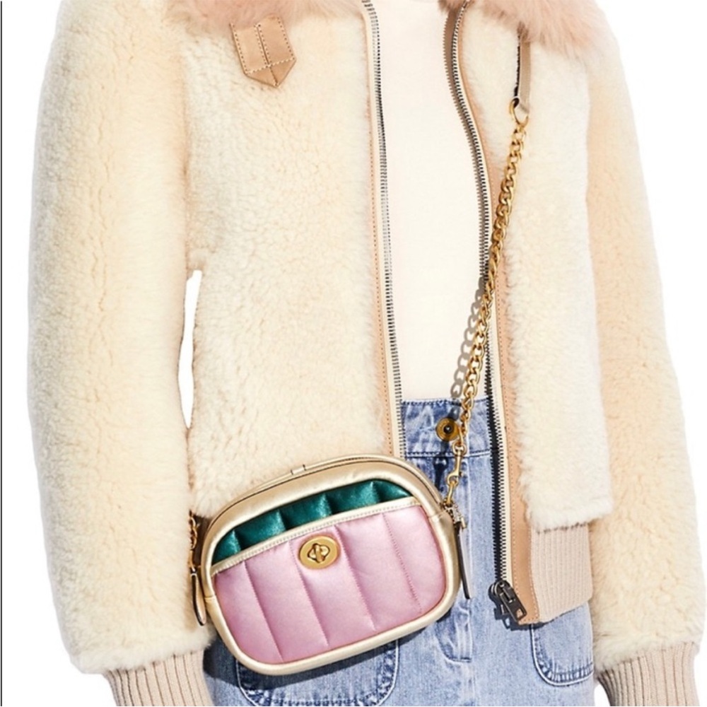New Coach Metallic Quilted leather Colorblock Camera Bag and Wallet Set in Pink - Picture 12 of 17